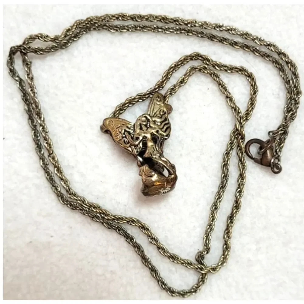 Fairy Dust Vintage Ornate Vial Holder Necklace Pendant Mixed Metal Fairycore